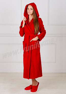 Халат женский махровый с капюшоном